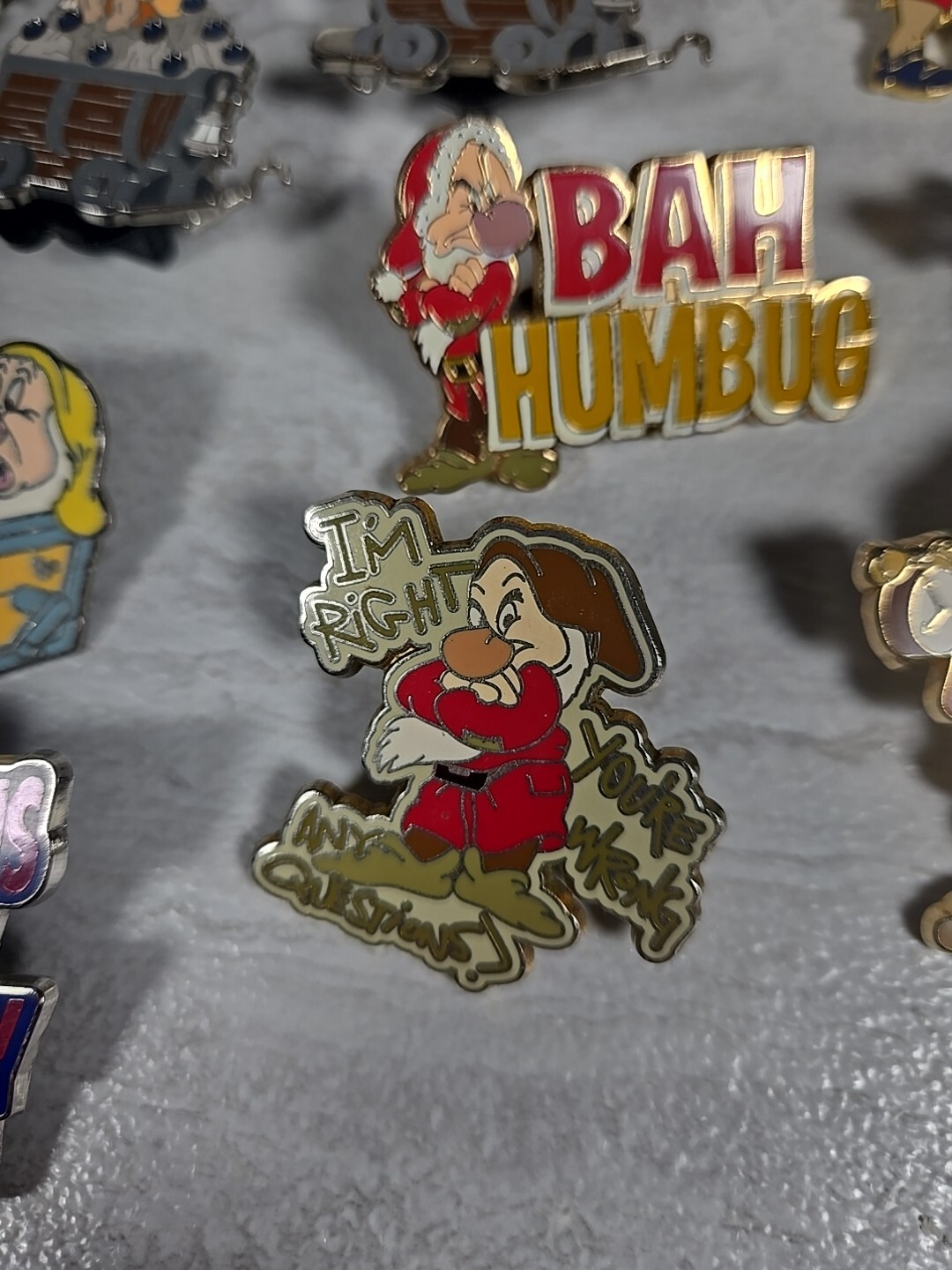 Disney Snow White and the Seven Dwarfs Pins Lot (14) Dopey Grumpy