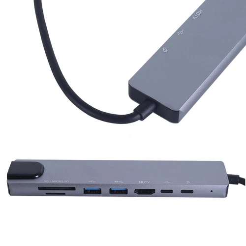 8 in 1 Multiport USB-C Hub Type C To USB 3.0 4K Adapter For Macbook Pro/Air US - Picture 7 of 10