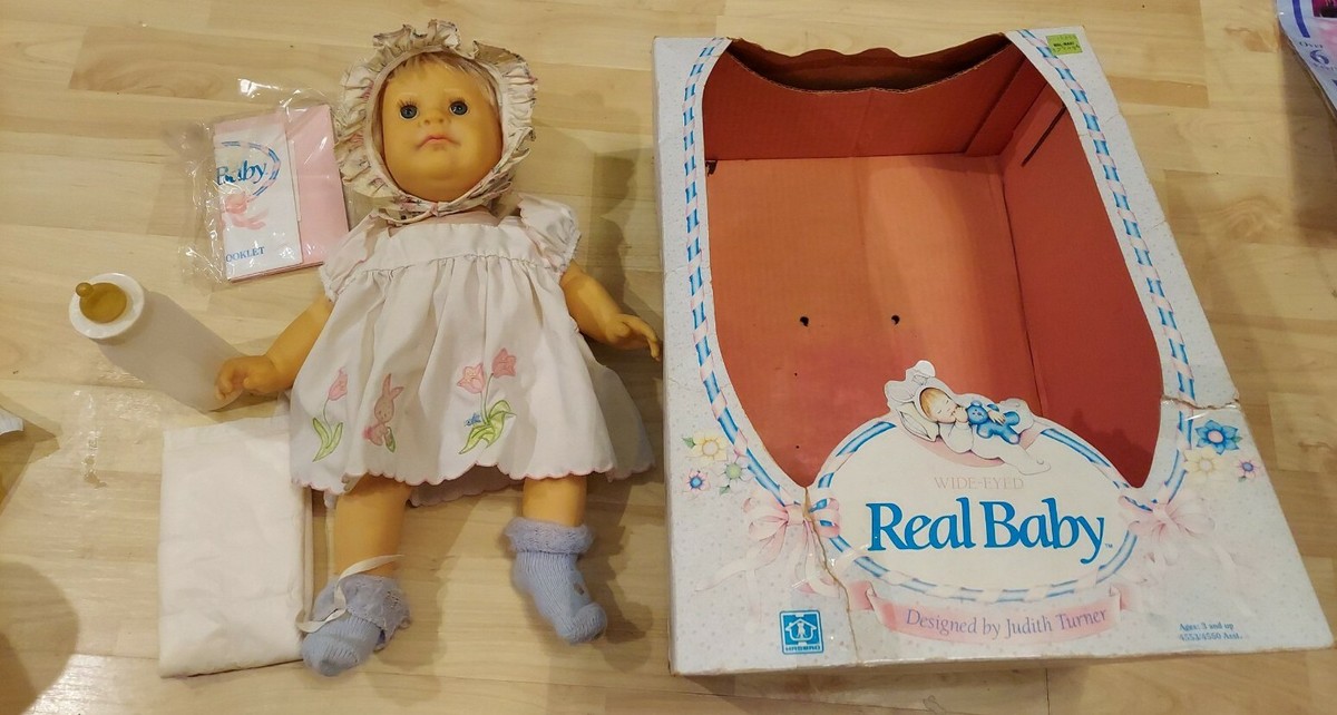 Real Baby Wide Eyed Doll 1985 In Open Box Vintage Judith Turner