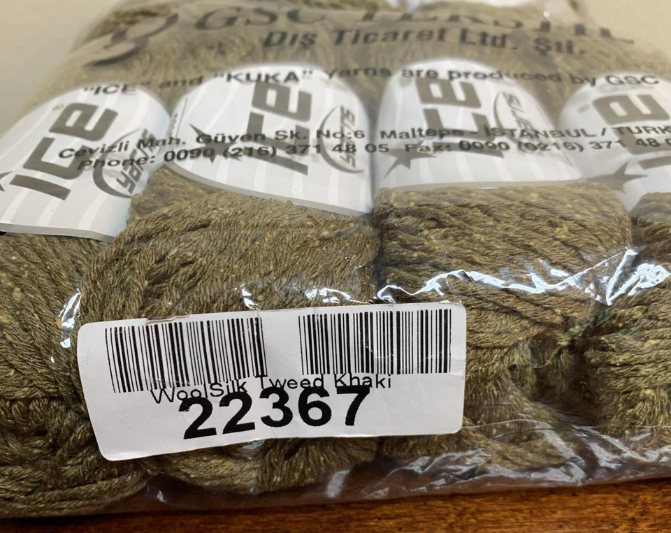 Lot of 7 Ice Yarns Wool Silk Tweed Yarn - Khaki # 22367 - Image 4 of 4
