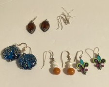 925 Sterling Silver Earrings Lot Of 4 And Ext...