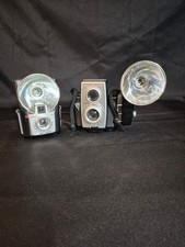 2 Vintage Kodak Brownie Camera's Starflex With Kodalite Midget Flashholder And