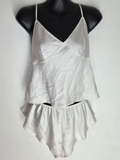 NEW Victoria's Secret SMALL Satin Open Back Cami  Shorts Set White