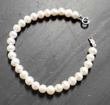 Sterling Silver 925 Childrens Freshwater Cultured Pearl Bracelet 5.5"