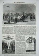 Original Old Antique Print 1856 Siers Mary'S Barracks Chathm Church Crimea War