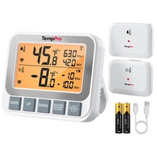 Wireless Freezer Fridge Thermometer with Alarm, 500 ft/150 m Range, High Accu...