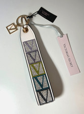 New Victoria's Secret Keychain Wristlet Strap Shine V Logo Rhinestone Bling NWT