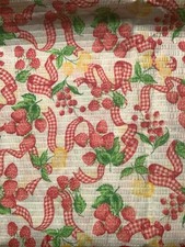 Vintage Seersucker Strawberries And Gingham F...