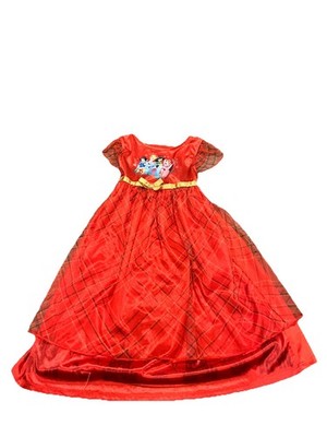 Disney Princess Christmas Toddler Girl's Red Plaid Tulle Holiday  Nightgown 4T