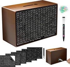 Wooden Money Saving Box, Cash Vault Savings Box for 10000 5000 3000 1000 80