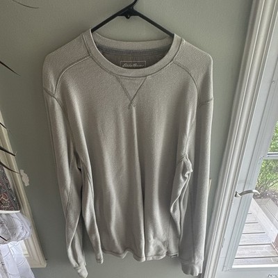 Eddie Bauer Men's Waffle-Knit Crew Neck Pullover Sweater Gray Size L
