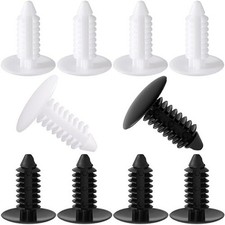 White Bumper Plugs for License Plate Holes, 10-Piece Set of Plastic Push Pins an