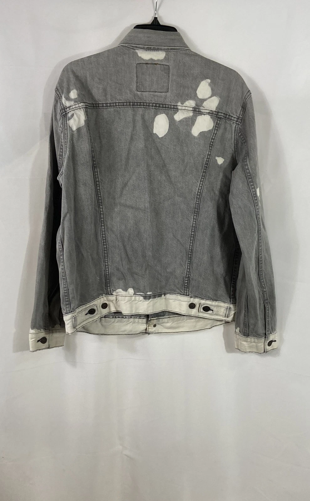 Levi's Men's Grey Trucker Denim Jacket DIY Distressed Bleach Frayed Size L image 2