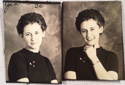 1930 s Candid 2 PHOTO BOOTH Pair Young Pretty Lady Vintage