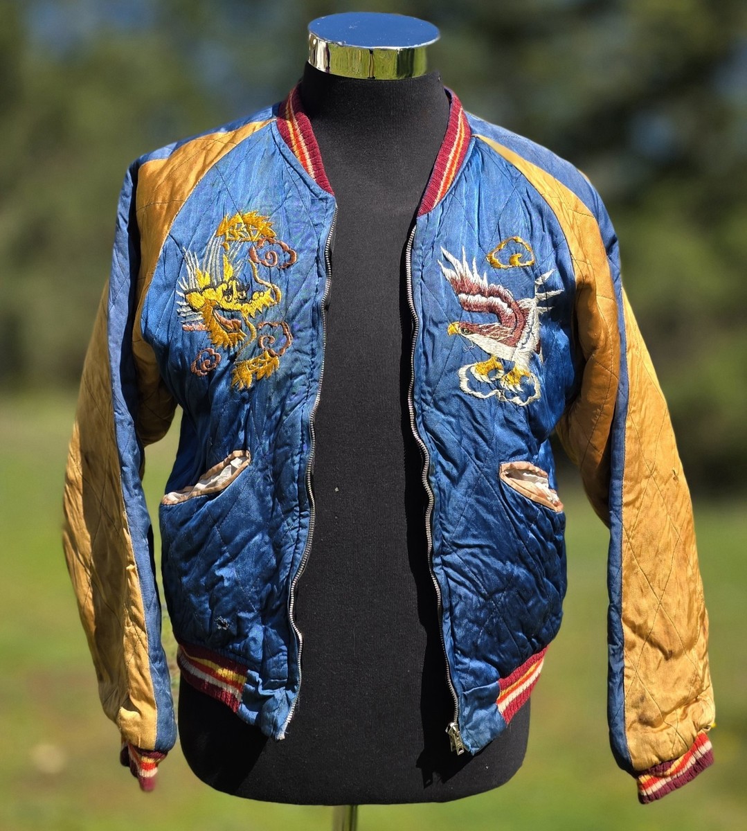 Vintage 1950s Japanese Souvenir Tour Jacket Reversible Small