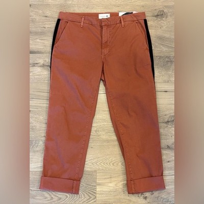 Sundry Rust Striped Chino Trousers with Velvet Side Stripe | Size 29