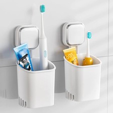 Suction Cup Toothbrush and Razor Holder - Wall-Mounted Bathroom Organizer, Tool