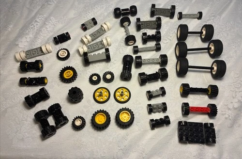 LEGO Wheels Tires Axles Lot Mixed Car Truck Parts Technic Vintage Bulk Builder