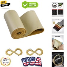 Leather Steering Wheel Cover Lace Up Stitch On Steering Wheel Wrap Universa...