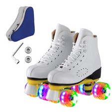 Roller Skates for Men and Women, Black Derby Roller Skates with 4 Shiny Wheel...