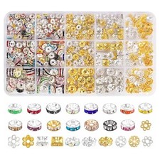 610 Pieces Rondelle Spacer Beads for Jewelry Making, Colorful Rhinestone