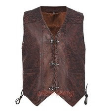 Mens Renaissance Pirate Vest Medieval Retro Waistcoat Halloween Viking Vest