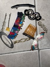LOT OF 10 BARRETTES AND HAIR CLIPS MOST VINTAGE