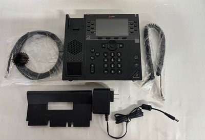 Polycom VVX 450 VoIP phone Black 2200-48840-025 Cleaned Tested New Cords