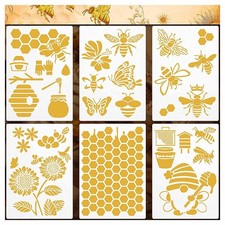 6 PCS 11.7x8 Inch Honeycomb Sunflower Bee Themed PET Painting Stencils