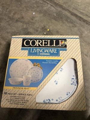 NEW CORELLE Provincial Blue 16 Piece Set Vintage Corningware. Unopened