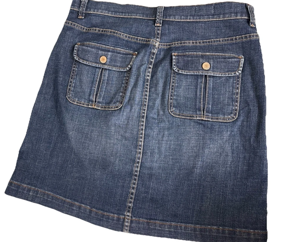 Gap 1969 Larchmont Y2K Denim Jean Mini Skirt Front Slit Size 12P Blue Med Wash - Image 3 of 4