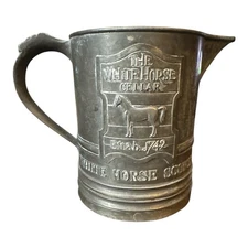White Horse Scotch Pewter Pub Jug 4 3/4" Height VGC Mug Cup Whiskey