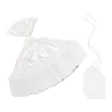 500Pcs White Price Tags with String Attached, 1.38" x 0.87" Blank Price Tags
