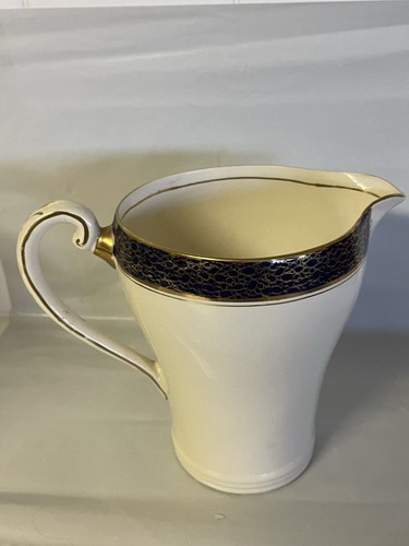 Vintage Ceramic J.F & Sons England Golden Blue Royal Jug Pitcher