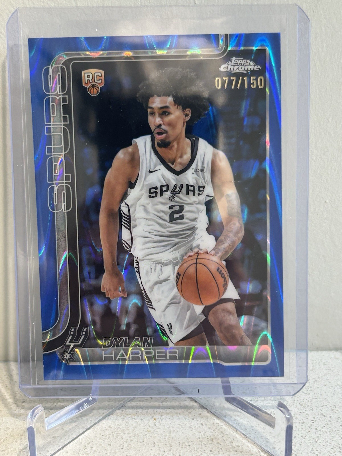 2025-26 Topps Chrome - Dylan Harper #252 Blue RayWave Refractor /150 (RC)