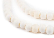 Round White Bone Beads 7x10mm Nepal Large Hole 32 Inch Strand