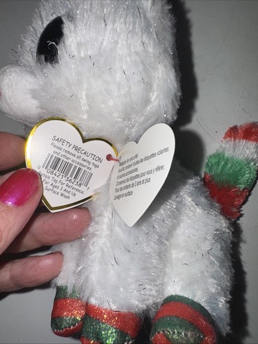 Neu Etikett Ty Beanie Boos SNOWFALL Urlaub Einhorn 6 Zoll Plüsch rot grün - Bild 9 von 10