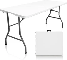 Plastic Folding Table, 5 FT Folding Table, Plastic Portable Tables for Dining Pa