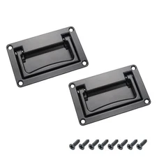 Black Zinc Alloy Recessed Pull Handle 4.33x2.75 inch Flush Lift 2 PCS