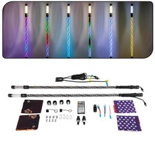 2pcs 4ft Spiral Whip Lights Led Rgb Antenna W Flag Remote Strobe For Rzr X3