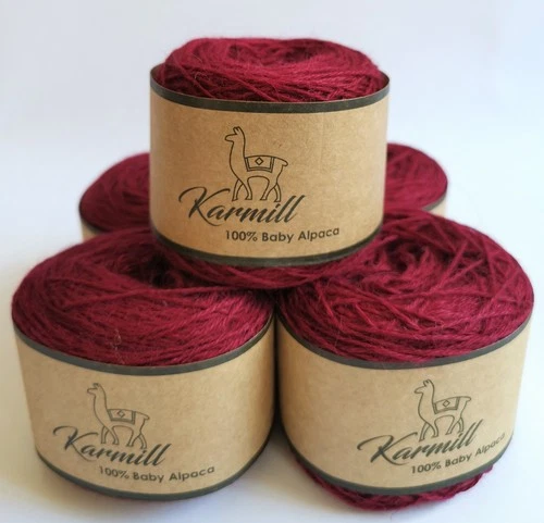 Alpaca Wool Skeins 100% Baby Alpaca Yarn Sport Weight Lot-5 Skeins Cherry BA6175 - product listing photo