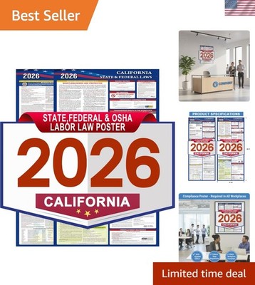 2026 California State and Federal Labor Laws Poster-English Version,OSHA Work...