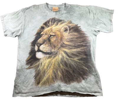 Camiseta Gráfica El León de Montaña Para Hombre L Azul Tie Dye Animal Naturaleza México - Imagen 1 de 4