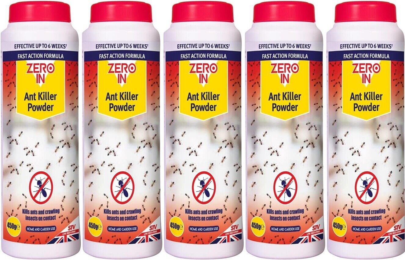 5x Zero In Home Garden Ant Woodlice Cockroaches Earwigs Bugs Killer Powder 450g