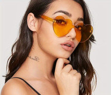 Heart Shaped Sunglasses for Party, Rimless - Orange, NWOT 
