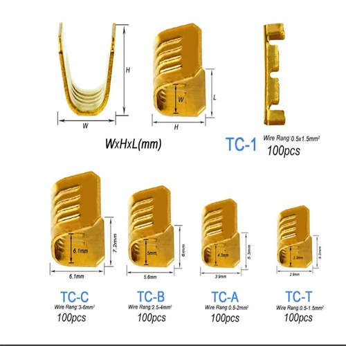 500 Pcs U Shape Copper Terminals Crimp Kit - Non-Insulated Assortment CableWire - Picture 5 of 9