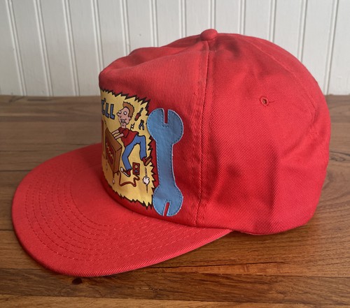 Vintage 80s 90s Don't Worry I'll Fix it Red Funny Hat Cap Snapback Dad Novelty - Picture 2 of 6