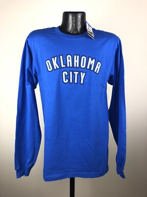 Men's Oklahoma City Thunder Adidas Blue Cotton Long Sleeve Basketball Tee XL