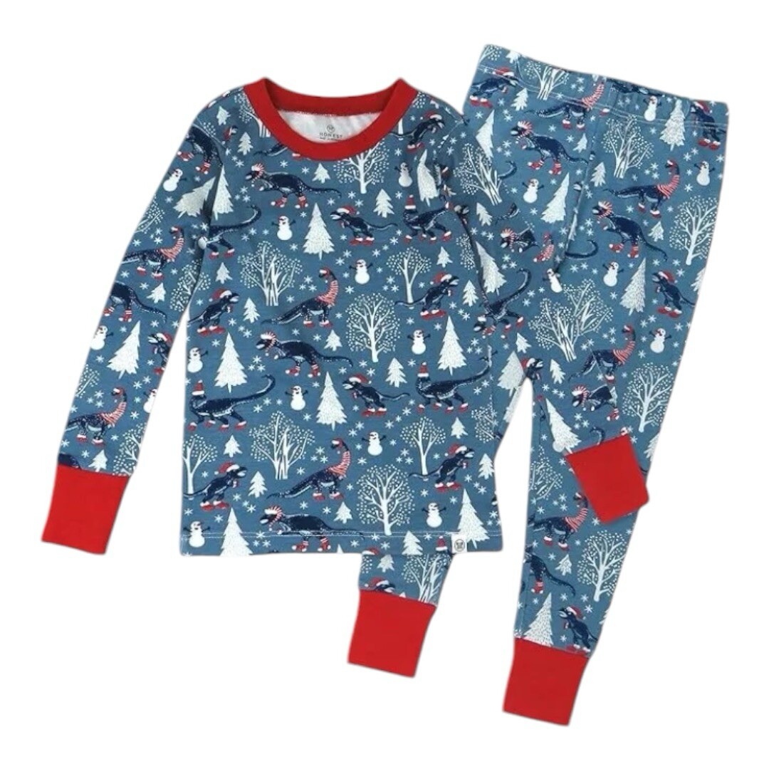 *NWT* Honest Baby Clothing 100% Organic Cotton Christmas Dinosaur Pajama  Set 3T