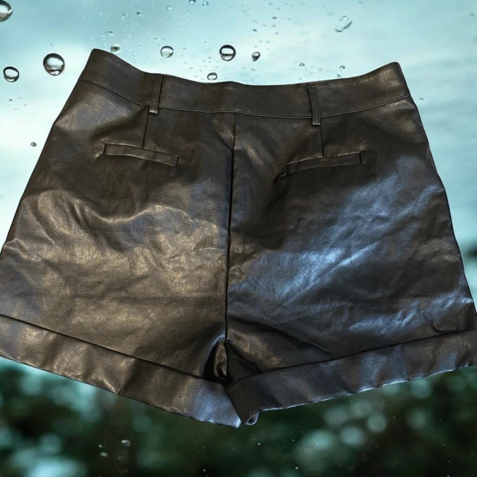 Кожа Y2k стиль женщин Xl черный шорты карманы фестиваль клуб износ готики, Moto - Изображение 2 из 2